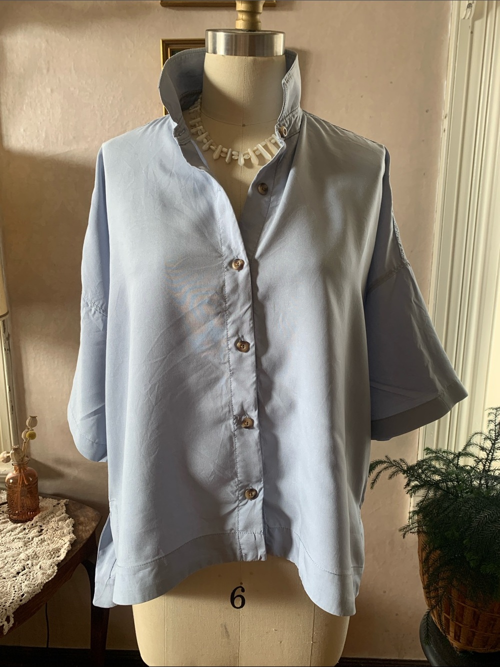 Everlane Light Blue Boxy Relaxed Button-Front Women's Top